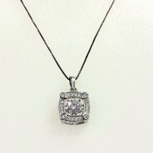 PAJ Dancing Diamond CZ and Sterling Silver Formal Pendant Necklace